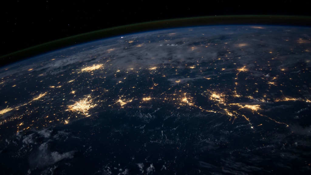 image of the world from afar and lights