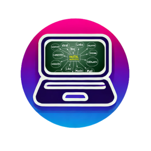 icon of a laptop with a digital marketing map