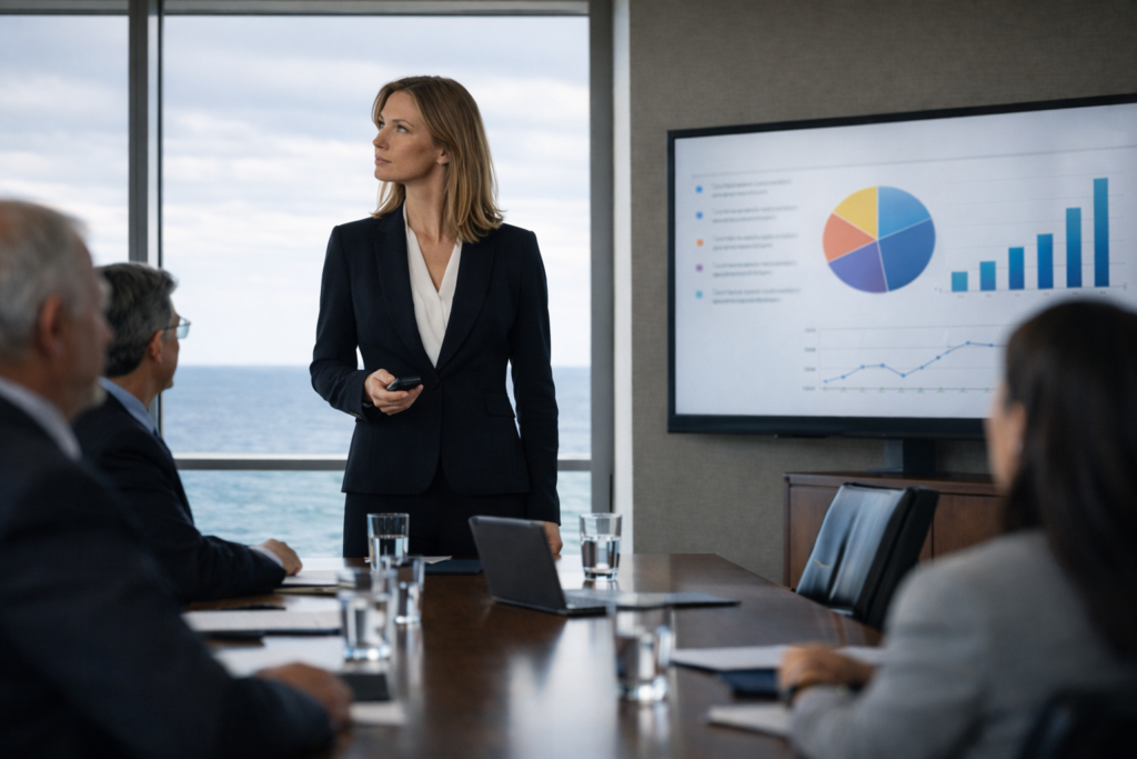 woman presenting that apears distracted