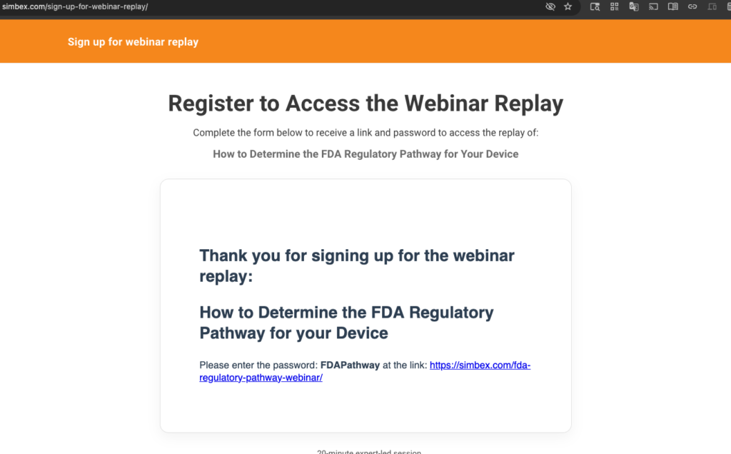 WordPress confirmation message after webinar form submission