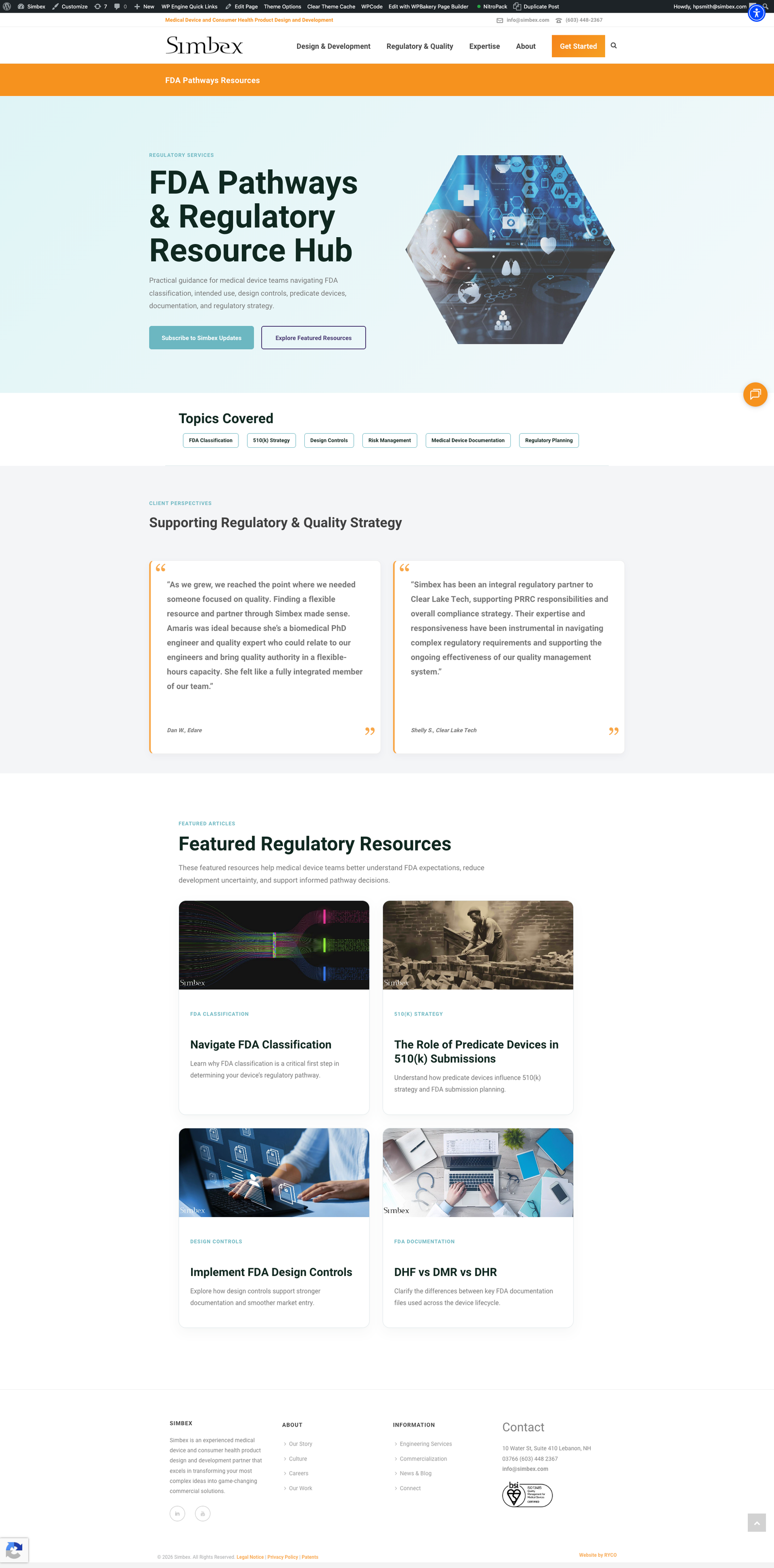 landing page for regulatory services